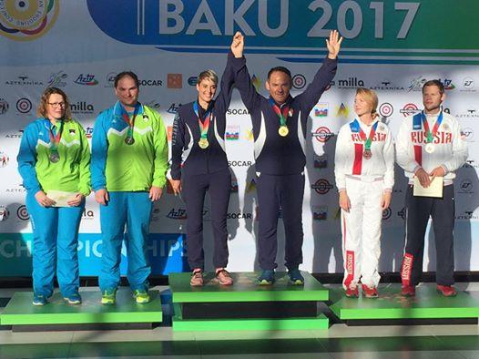 Jasmina Maček na evropskem prvenstvu v Azerbajdžanu v mešanih dvojicah pristreljala srebro