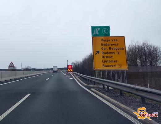 Zaradi sanacije zaprt prometni pas na pomurski avtocesti