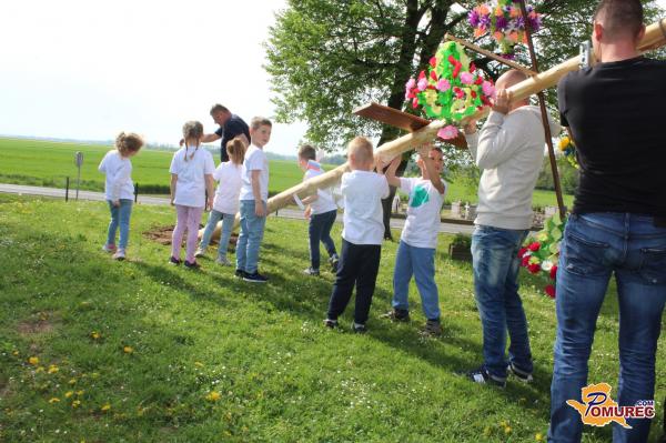 FOTO: Mini maturanti vrtca Sodček Gančani postavili prvo majsko drevo