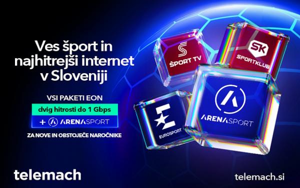 Telemach Slovenija širi športno ponudbo z vključitvijo vseh programov Arena Sport