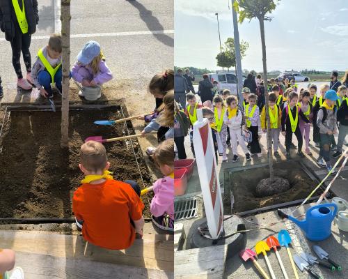 FOTO: Otroci z drevesi obeležili svetovni dan Zemlje
