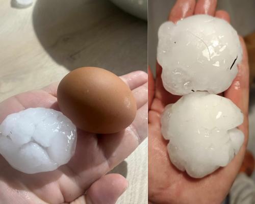 FOTO: Goričko prizadela močna toča: številna vozila so ostala brez vetrobranskih stekel