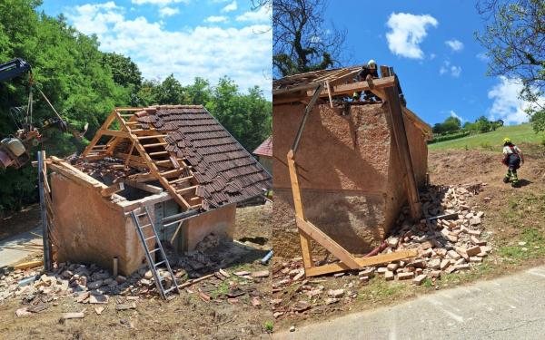 Nevsakdanja nesreča v Prekmurju: traktor pristal na strehi!