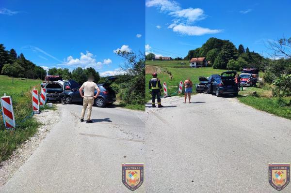 FOTO: V Prlekiji trčili dve osebni vozili