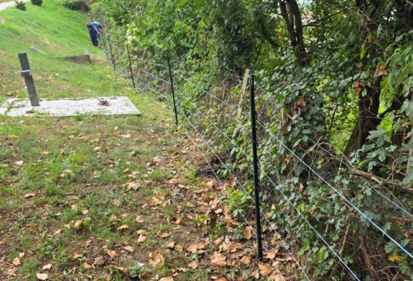 FOTO: Za zaščito pokopališč pred divjadjo nameščajo električnega pastirja