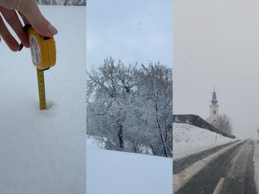 FOTO in VIDEO: Bela pravljica na Goričkem, ponekod že skoraj 30 centimetrov snega