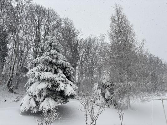 Pomurje v primežu snega, možni tudi močni sunki vetra