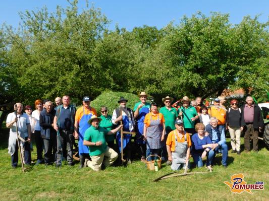 FOTO: Med stoletnimi jablanami so prikazali košnjo trave na stari način