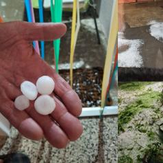 FOTO in VIDEO: Hudo neurje s točo zvečer zajelo Pomurje, gasilci imeli polne roke dela