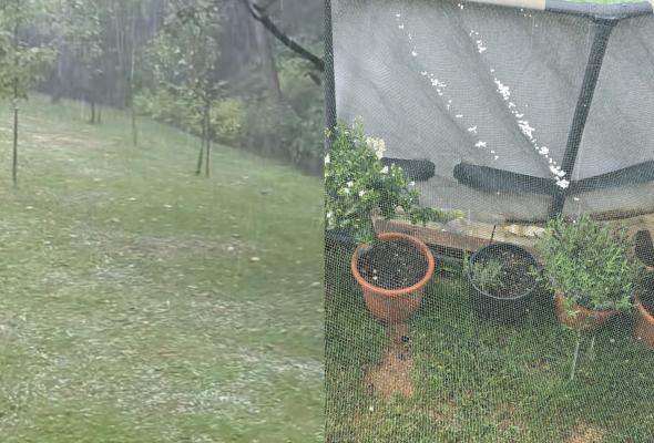FOTO in VIDEO: Napovedi so se uresničile: Po Pomurju že padala toča