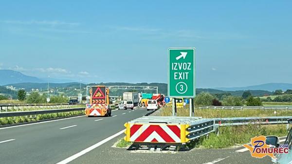 Prometna nesreča na pomurski avtocesti, zaprt je prehitevalni pas