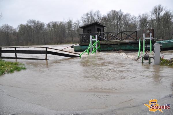 FOTO: Reka Mura poplavlja, narasle tudi druge vode v Pomurju