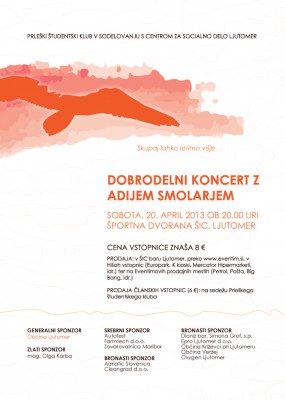 Prleški študenti vabijo na dobrodelni koncert z Adijem Smolarjem