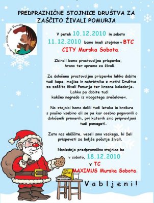 Predpraznične stojnice Društva za zaščito živali