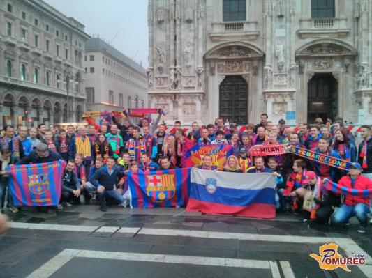 FOTO: Slovenski navijači na tekmi AC Milan : FC Barcelona