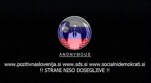 Anonymous blokirala spletne strani političnih strank, SAZAS-a, ZPS in Občine Ljutomer
